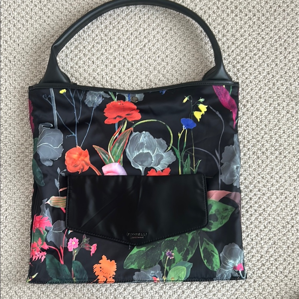 Floral Black Mesh Shoulder Bag